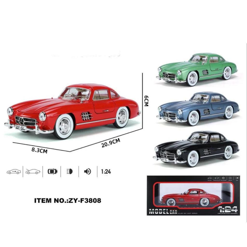 Merc-Benz 300 SL “Gullwing” Die-Cast Model Car – 1:24 Scale Metal Replica — Red