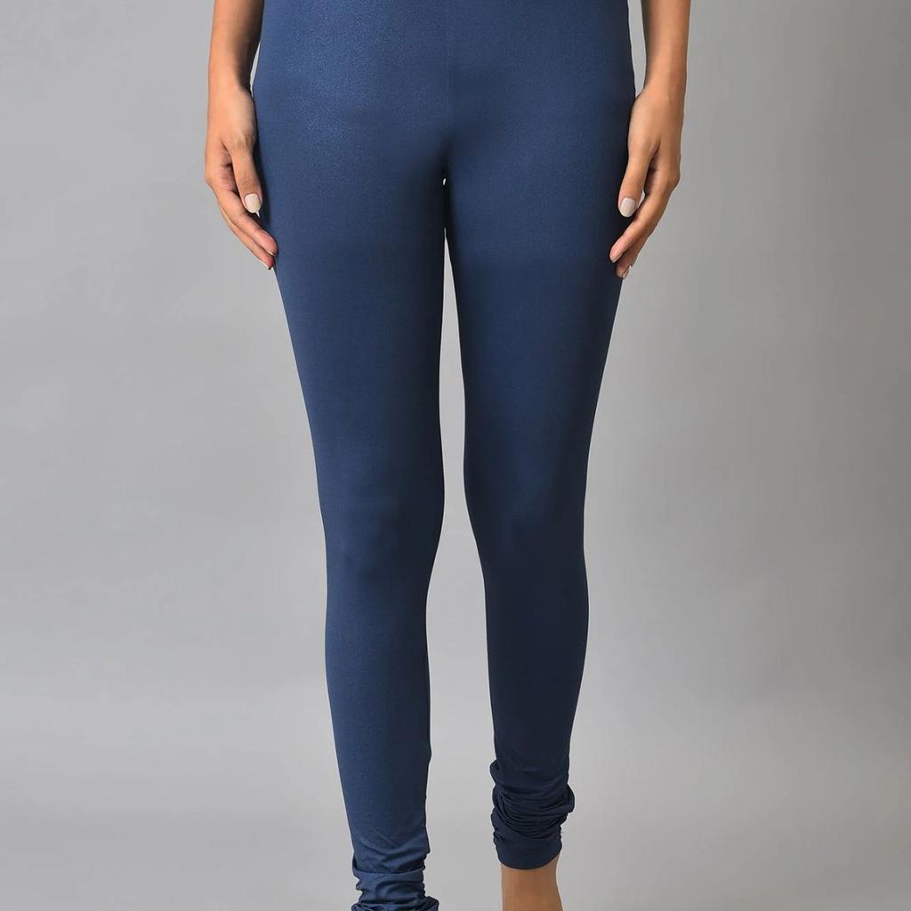 Blue Poly Lycra Women Churidar