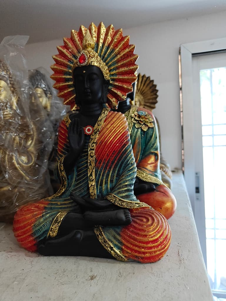 Black Buddha Statue | Gold Trim | Meditation Aid | Decorative