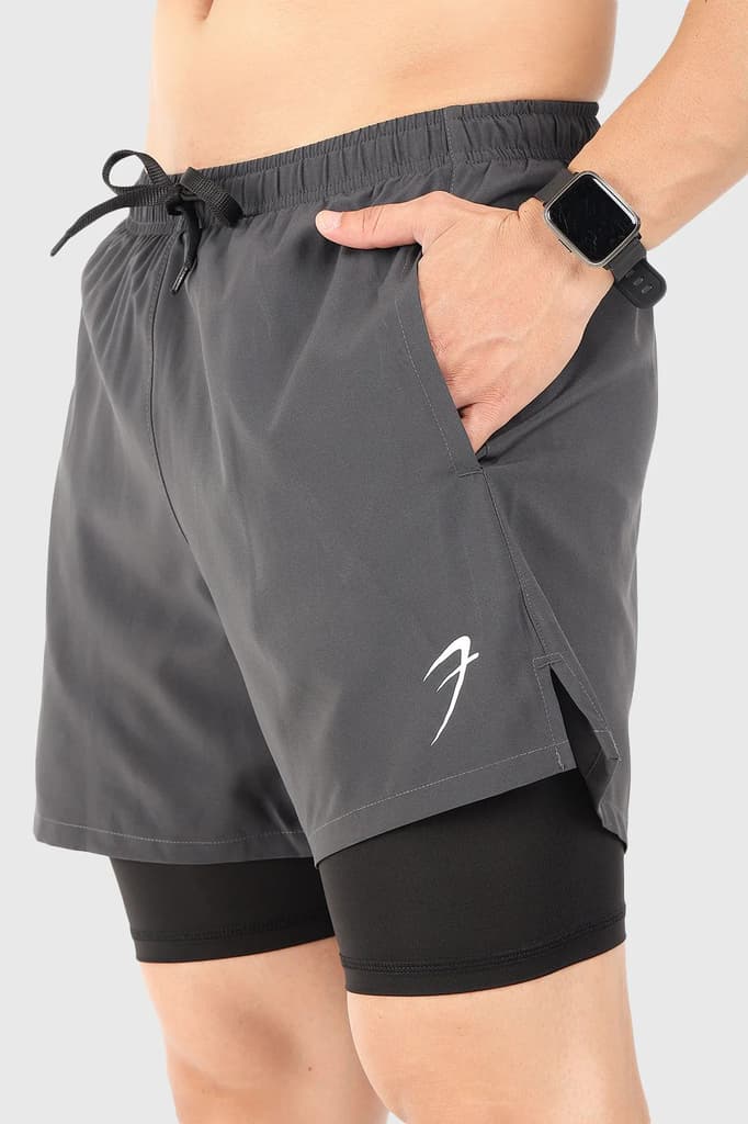 2 in 1 5" Compression Shorts Coal — photo 3