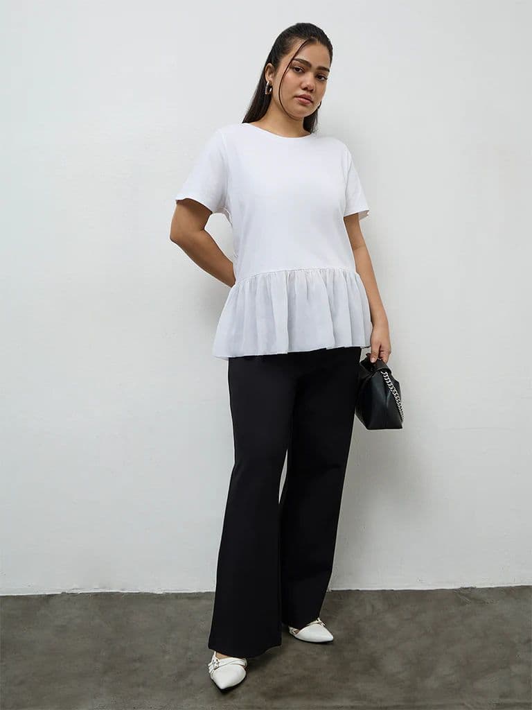 Gia White Ruffled Hem Cotton Top — photo 2