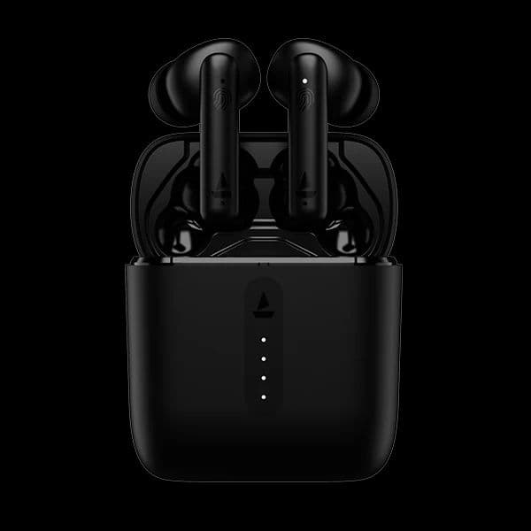 boAt Airdopes 148 | Wireless Earbuds with 8mm Drivers, IWP & ENxTM Technology, ASAP Fast Charge, Upto 42 hours Playback, IPX4 Sweat & Water Resistance — Black