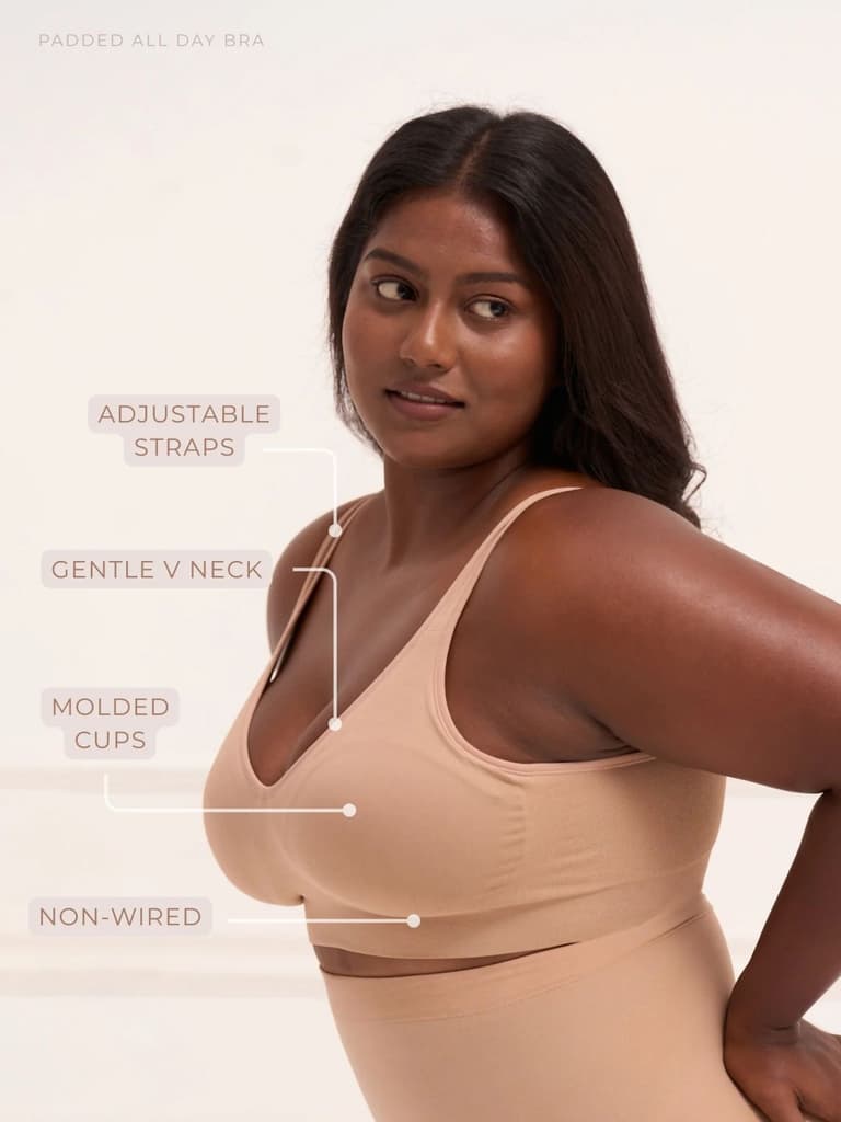 Padded All Day Bra - Lightly Padded Wireless T Shirt Bra with Full Coverage — photo 2