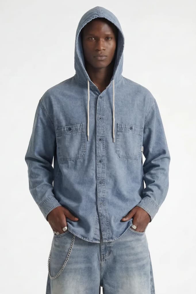 Hooded Denim Shirt — photo 3