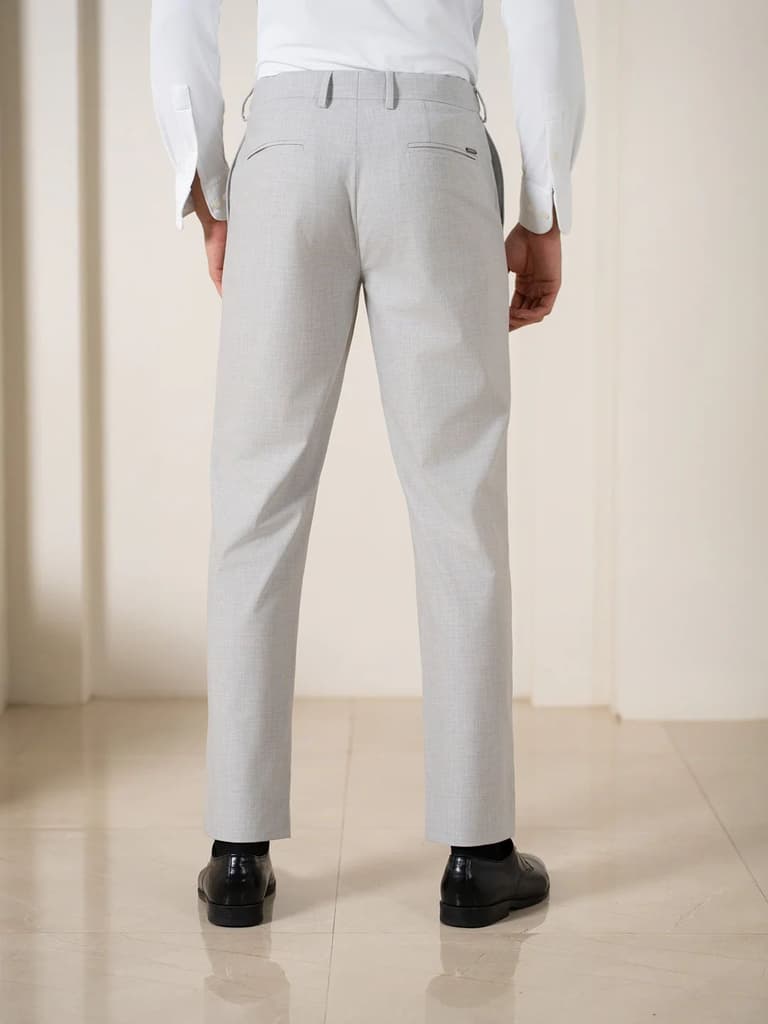 Ethereal Grey Melange Stretch Formal Pants