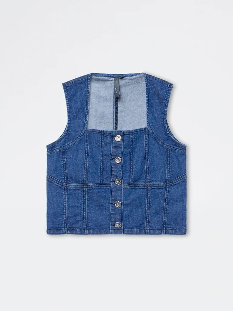 LOV Blue Denim Top — photo 5
