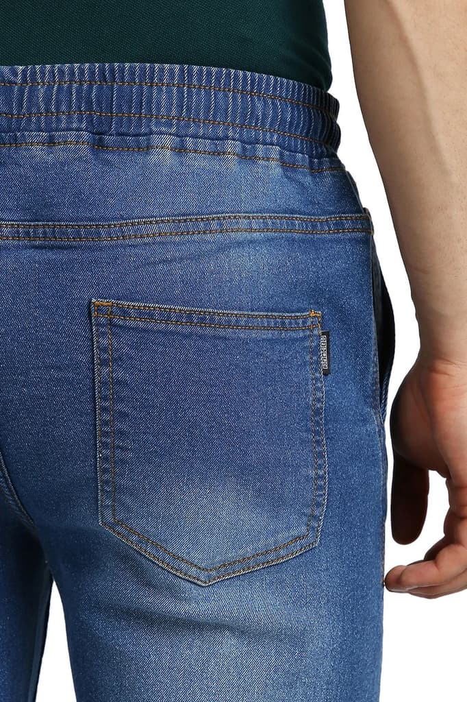 Men's Blue Regular Fit Washed Jogger Jeans Stretchable — photo 7
