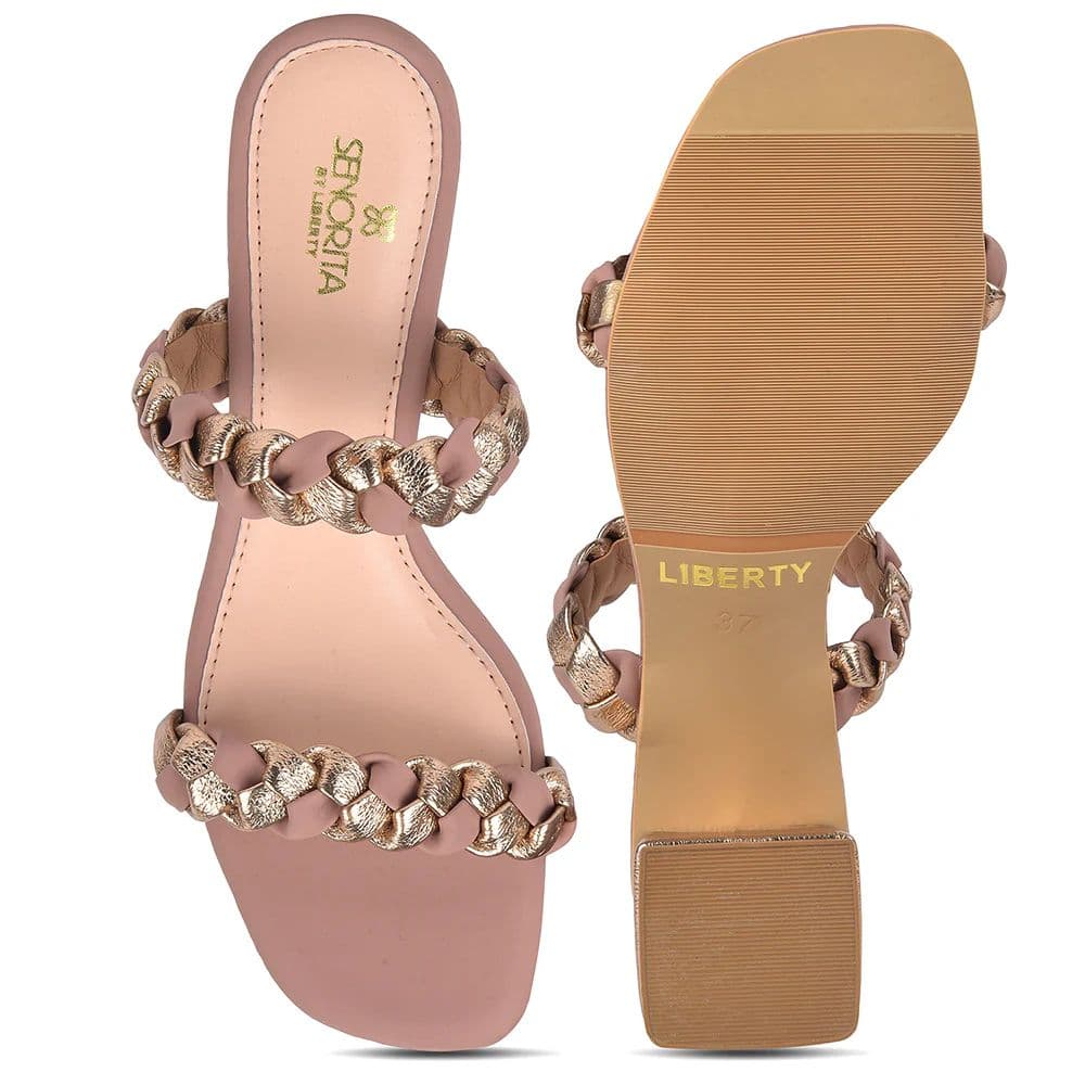 Senorita STY-164E Peach Casual Heeled Slippers for Women — photo 6