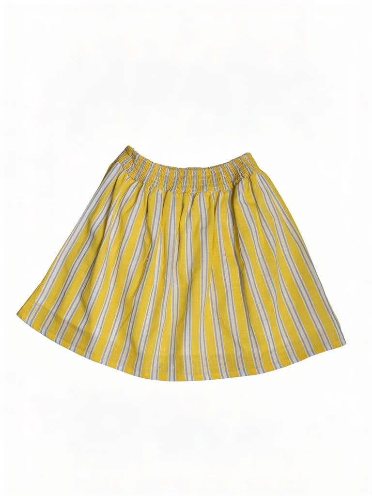 Utsa Kids Girls Yellow Striped Cotton Flared Skirt - (8-14 yrs) — photo 3