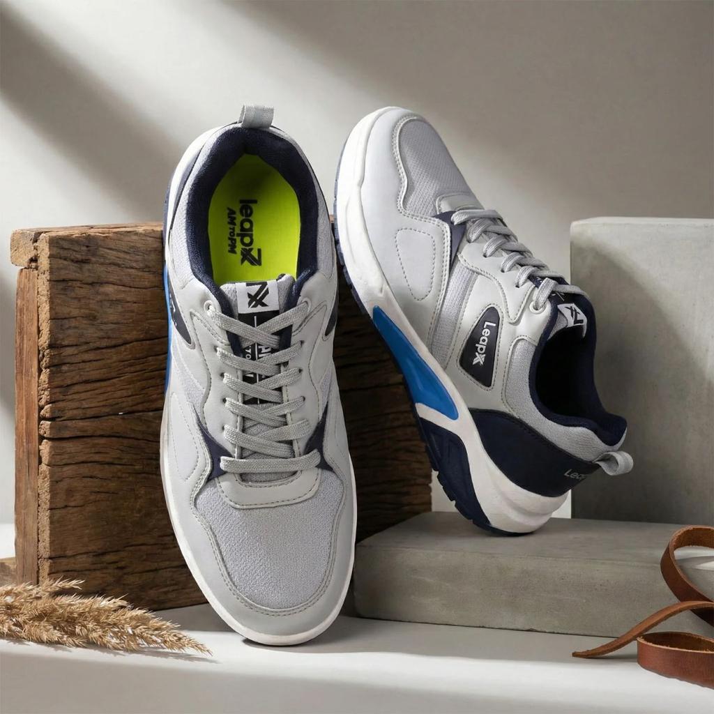 LEAP7X Light Grey Casual Lacing Sneakers for Men LORDSTEP-E By Liberty — photo 2