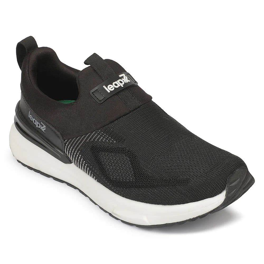 LEAP7X BRISK2025 Black Sports Non Lacing Walking Shoes for Men — 6/40 / Black
