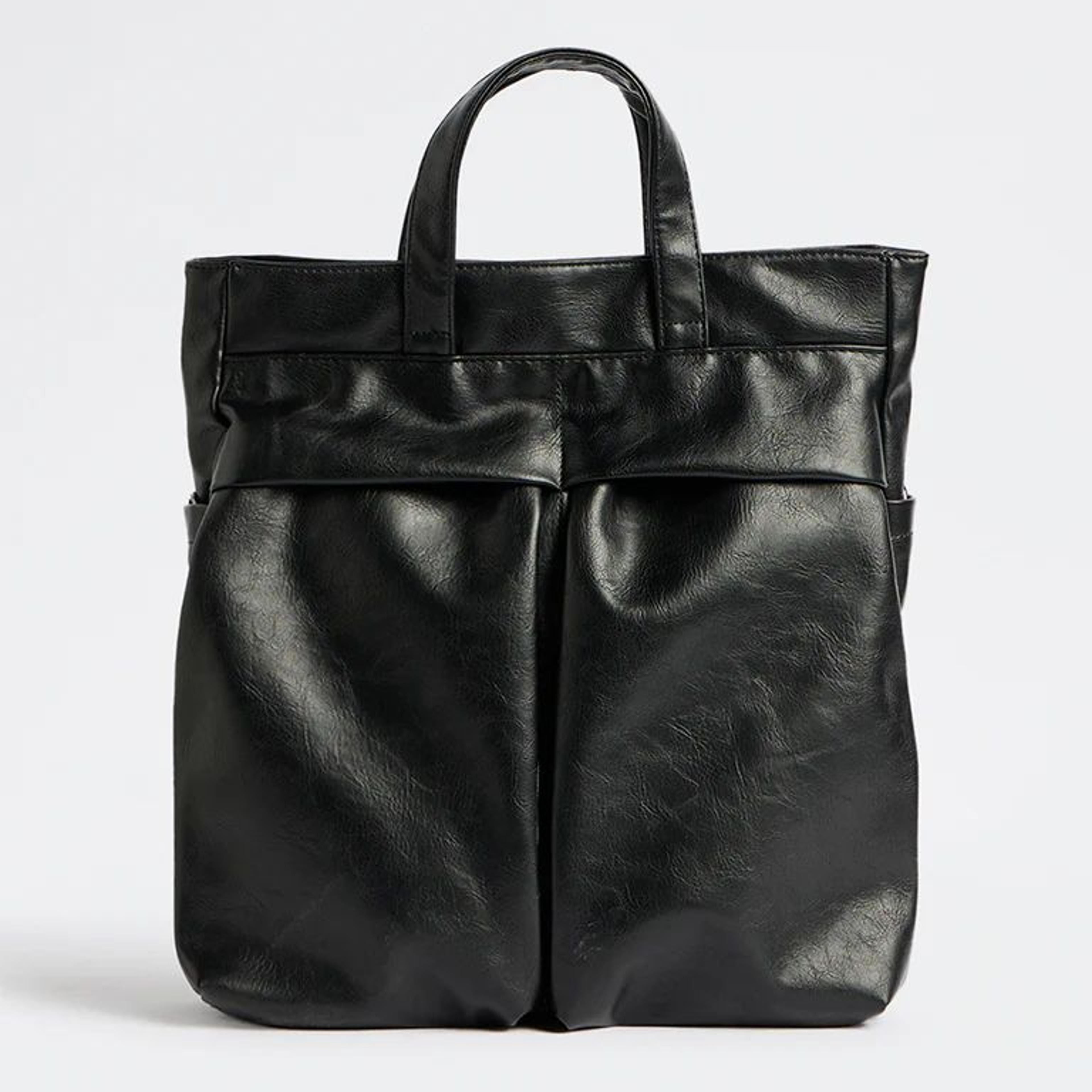 Westside Black Textured Tote Bag