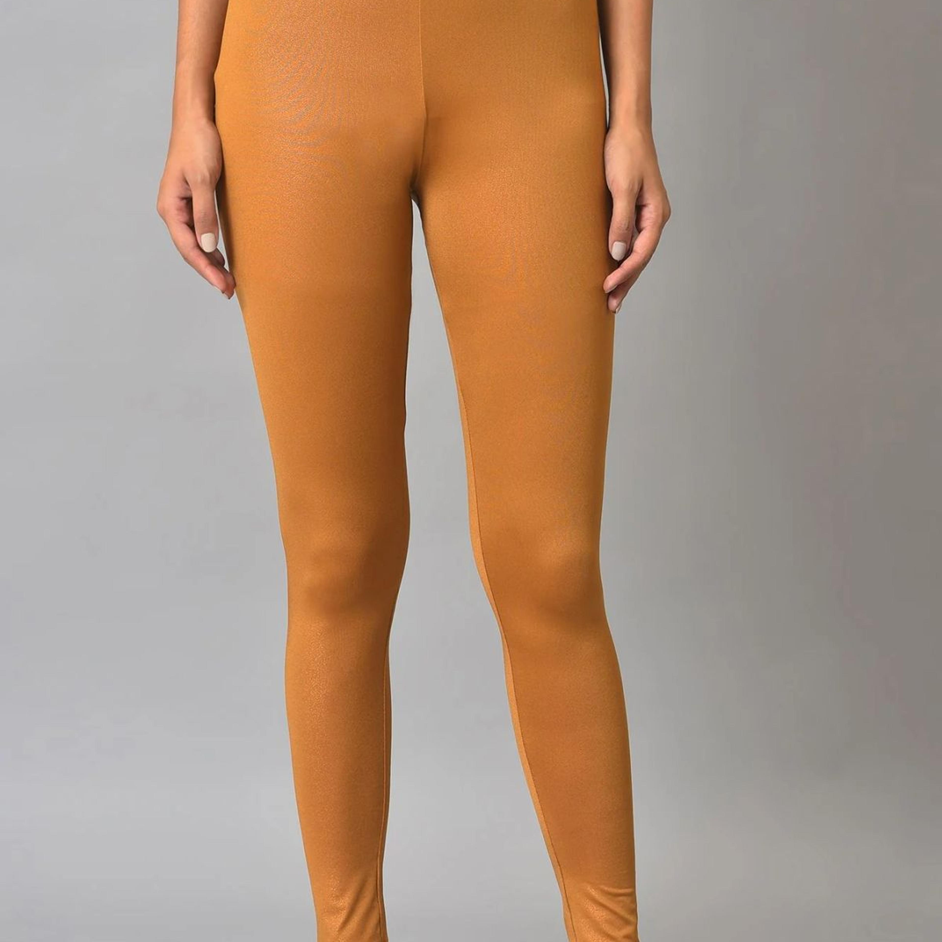 Brown Solid Skinny Fit Tights With Slip On Closure