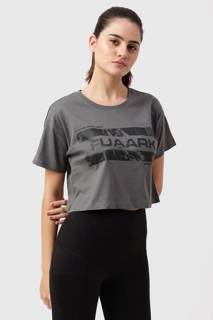 Brisk Fuaark Cotton Crop Top Grey — photo 5