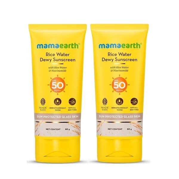 Mamaearth Rice Water Sunscreen SPF 50 PA++++ 80g Pack of 2