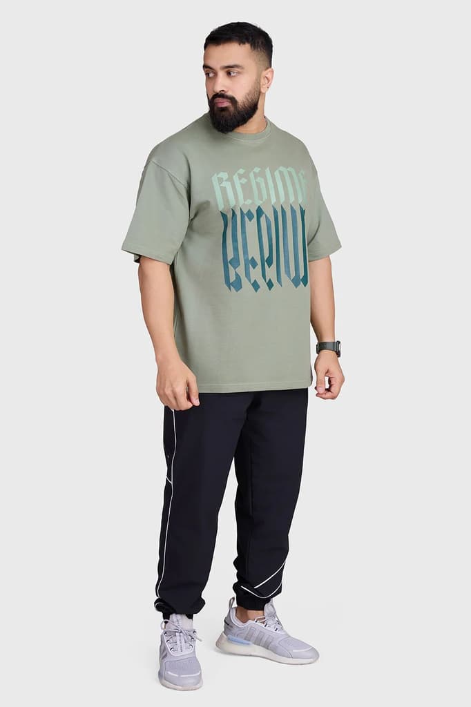 Regime Oversized T-shirts Sage Green — photo 2