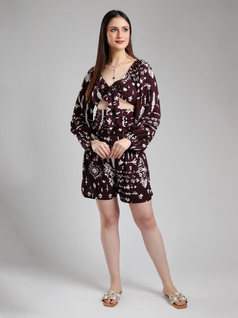 Elowen Abstract Playsuit- Brown — photo 9