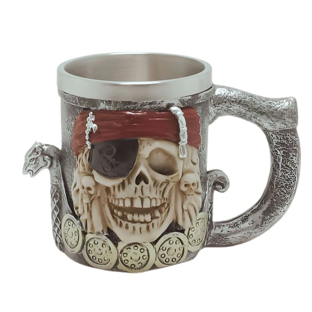 Pirate Skull Warrior Collectible Mug — Skull Cap Pirate Mug
