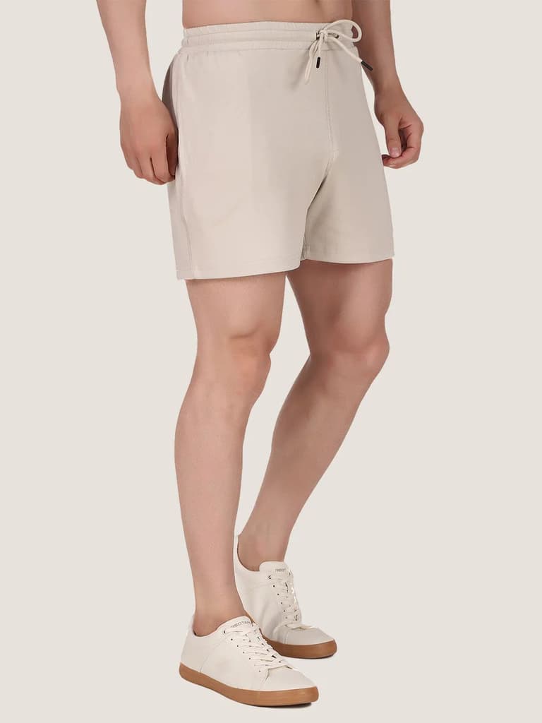 Unisex Ecru Colourblock Half Sleeve Co-Ord Set — photo 5