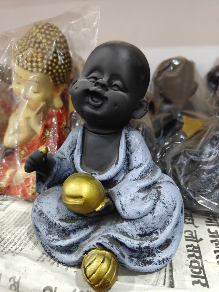 Black Buddha Statue | Decorative | Ceramic | Gold