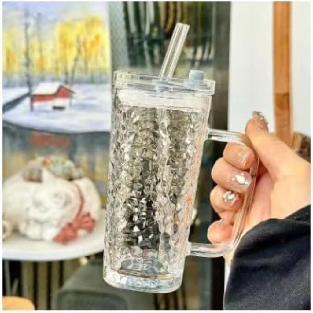 Square Glass Tumbler with Lid and Straw | Heat & Cold Resistant Drinkware — photo 2