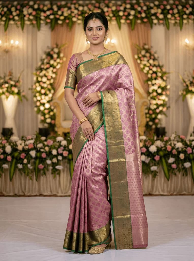 MIMOSA Women's Woven Design Kanjivaram Style Art Silk Saree with Blouse Piece - Magenta (SA00002734MJFREE) — photo 2