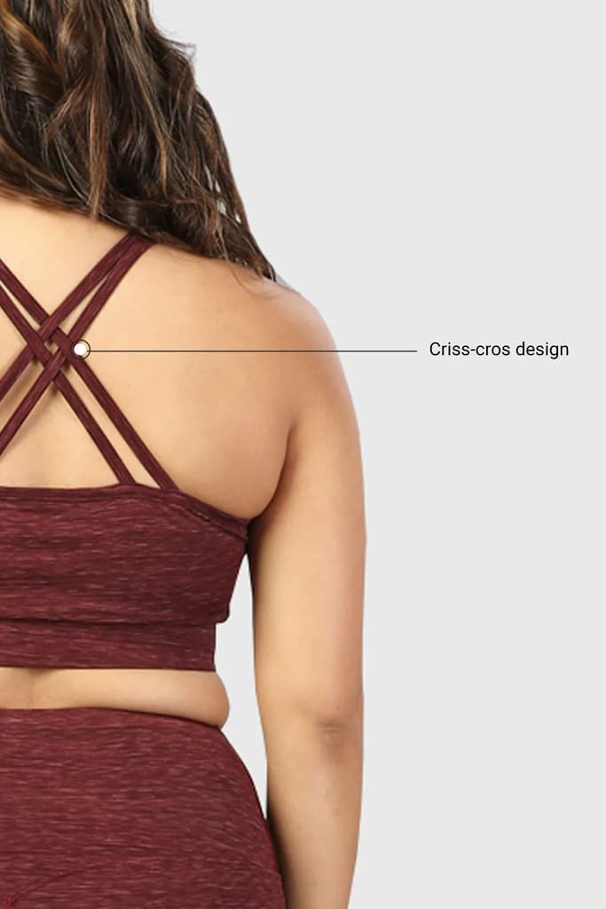 Essential Melange Sports Bra Maroon — photo 5