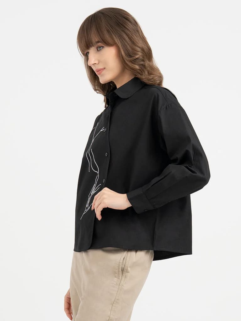 Shirts for Women in Black | Casual Cotton Shirt — photo 2