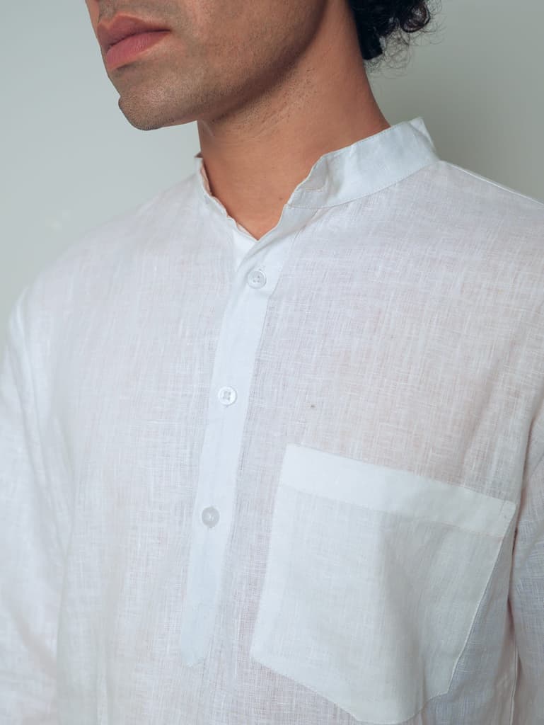 Sadabahar White Linen Short Kurta | Mr.Saa (Mr.सा) — photo 5