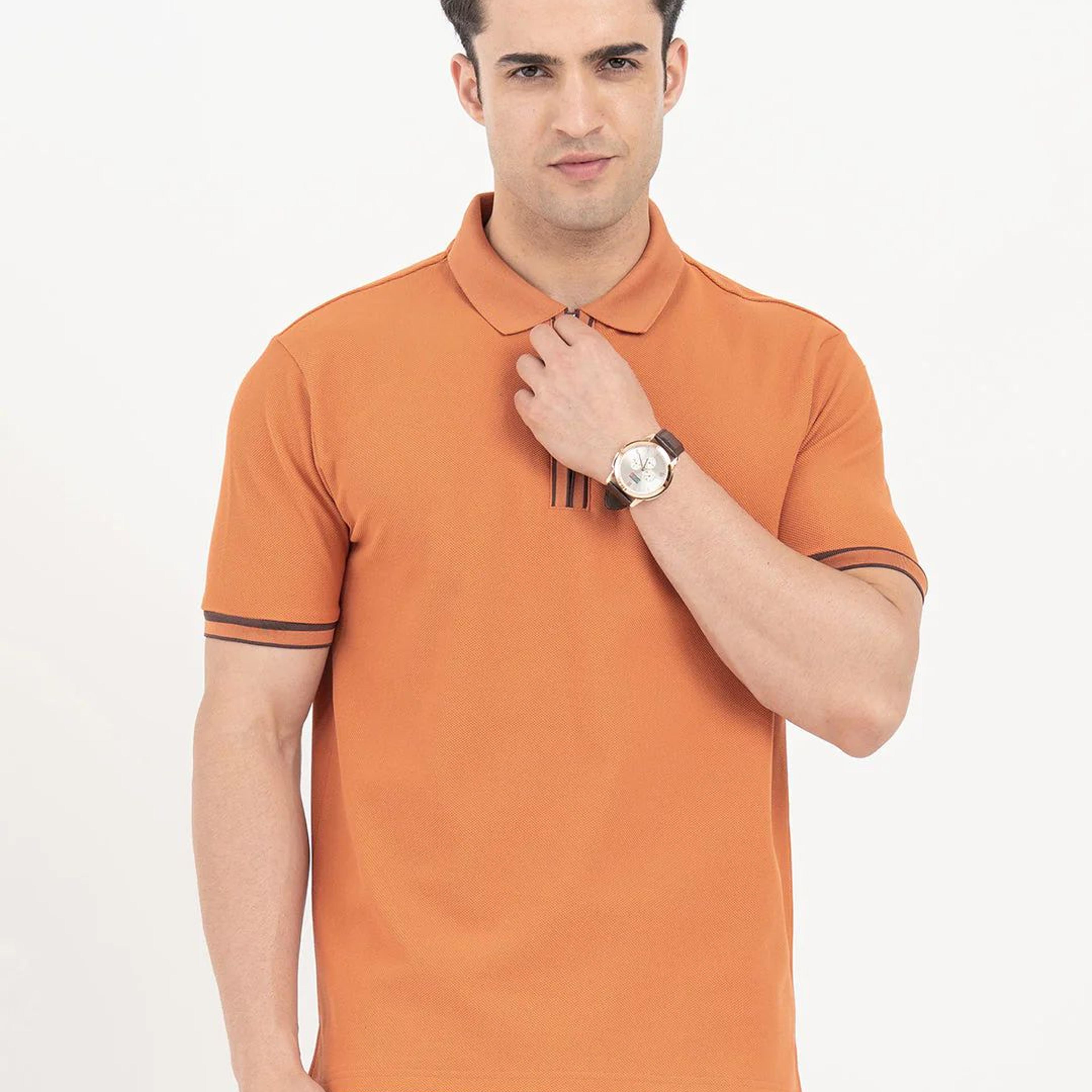 Polo T Shirts for Men in Burnt Orange | Classic Polo T Shirts