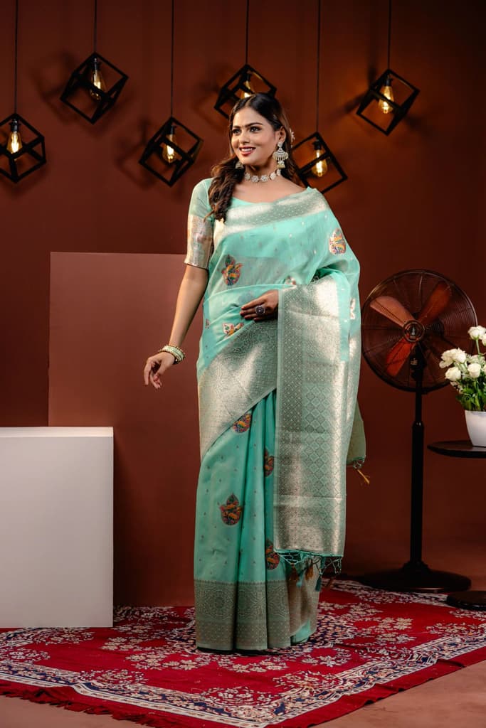 Mimosa Women's Woven Design Banarasi Style Art Silk Saree With Blouse Piece : SA00001759RMFREE — photo 2