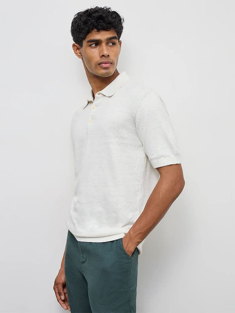 ETA Off-White Relaxed-Fit Cotton-Blend Polo T-Shirt — photo 3