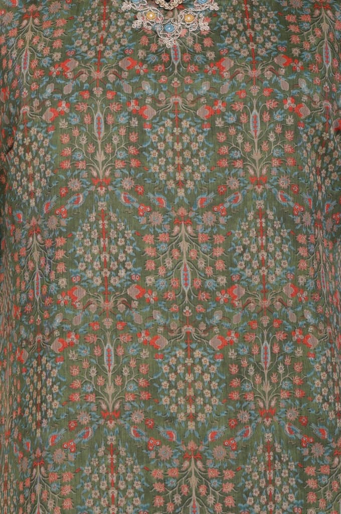 Green Botanical Printed Chiffon Straight Kurta with Sequin — photo 2