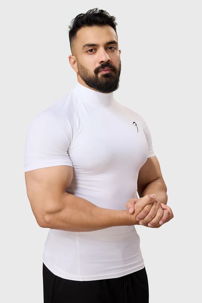 High Neck Compression T-shirt White — photo 2