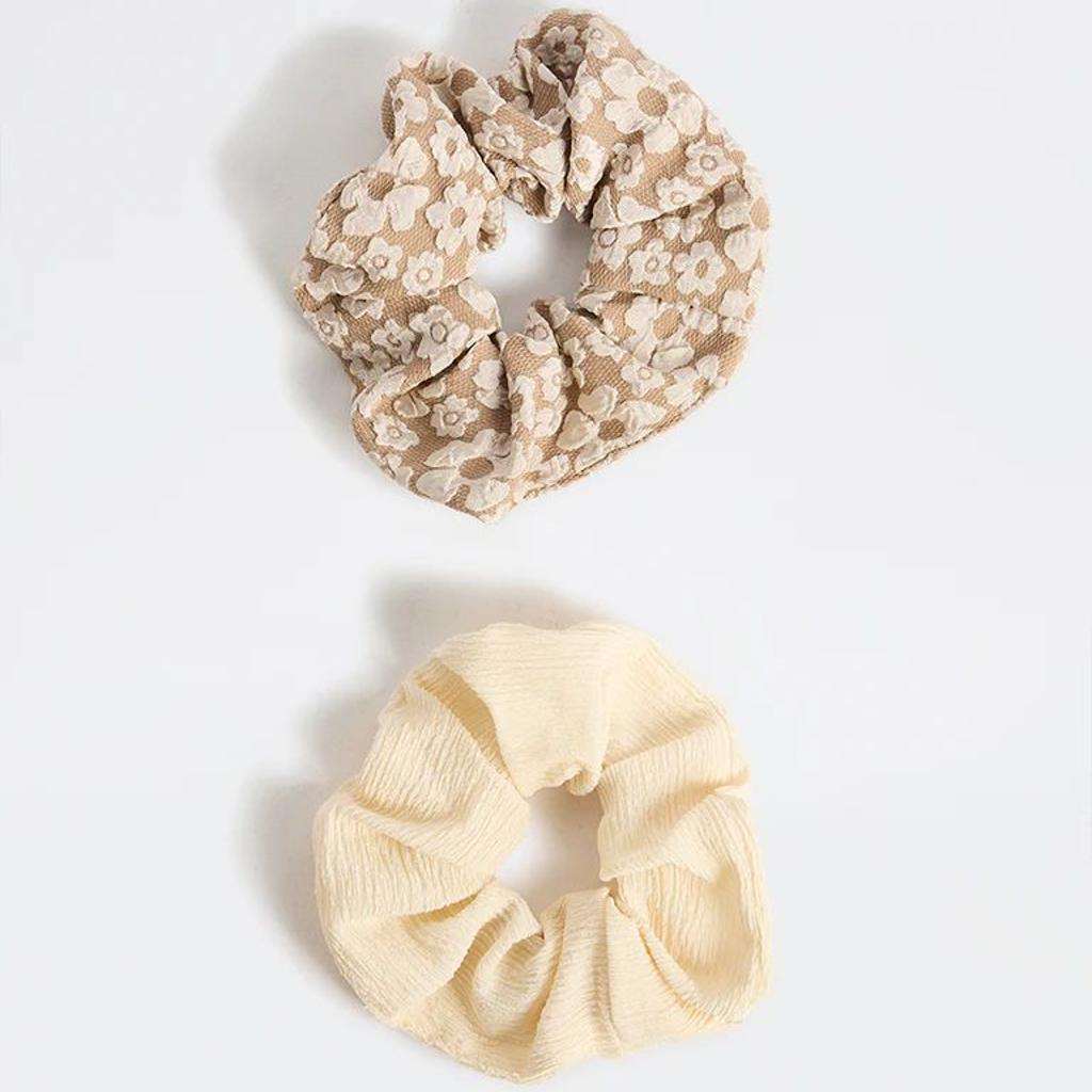 Westside Accessories Brown and Yellow Scrunchies - Pack of 2