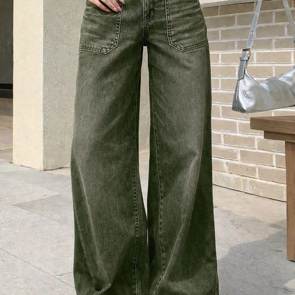 Olive Edit Baggy Wide Leg Jeans