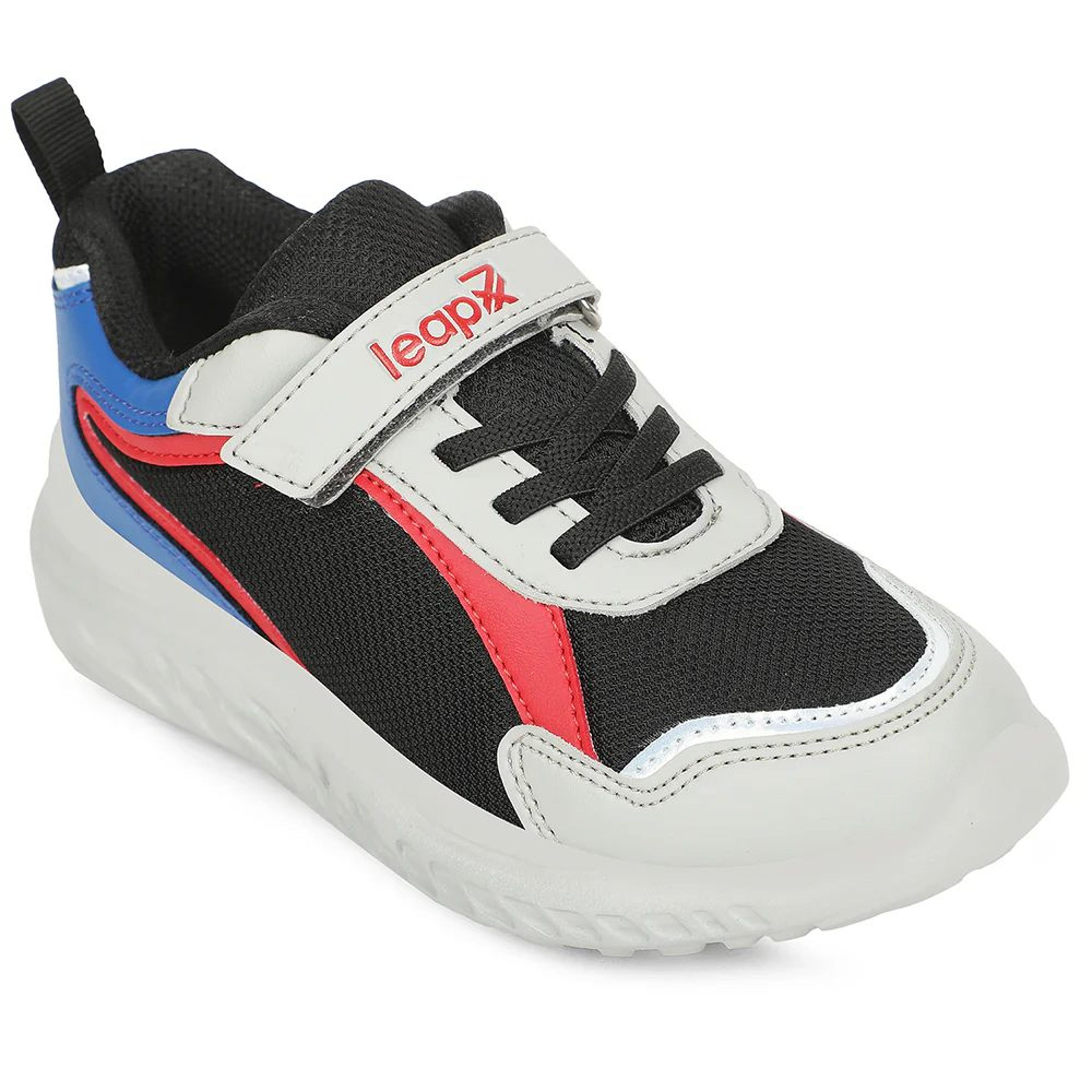 LEAP7X Black Sports Non Lacing Walking Shoes for Kids HINKS-15E by Liberty