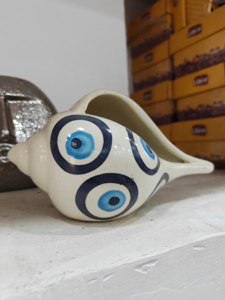 Blue Eye Shell | Decorative | Ceramic | Blue