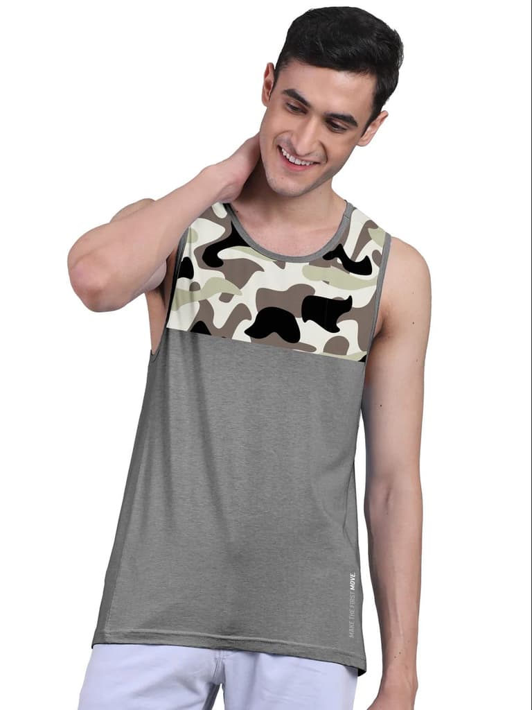 Camouflage Print & Twin Skin Organic Bamboo Vest Active Fit (Pack of 5) — photo 8