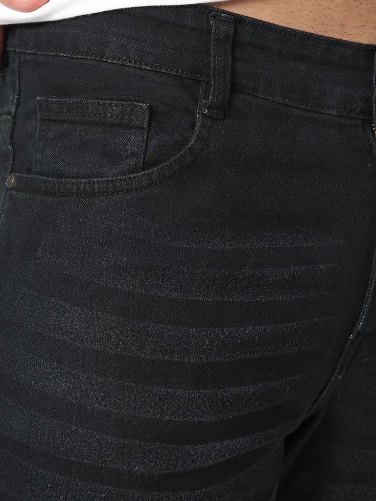 Men's Black Bootcut Fit Mid Rise Heavy Washed Jeans Stretchable — photo 6