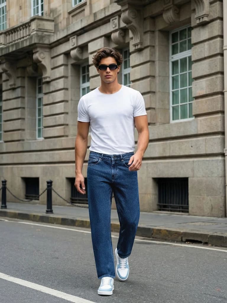 Men's Blue Relaxed Fit Washed Denim Jeans Non-Stretchable — photo 4
