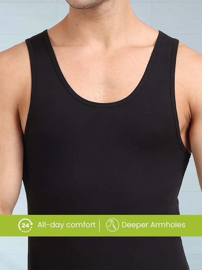 Regular Fit Organic Cotton Comfort Vest for Men-Pack of 3 — photo 2