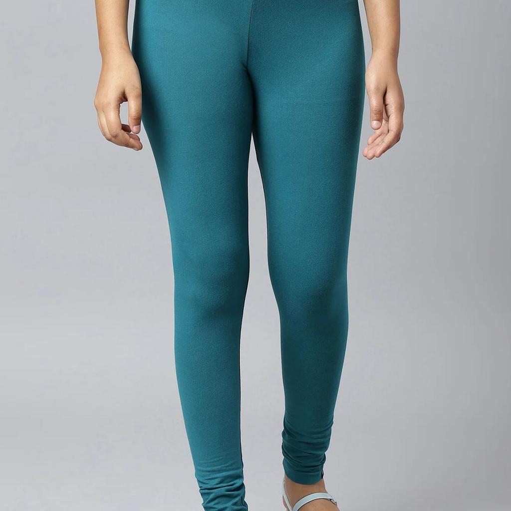 Teal Green Solid Tights