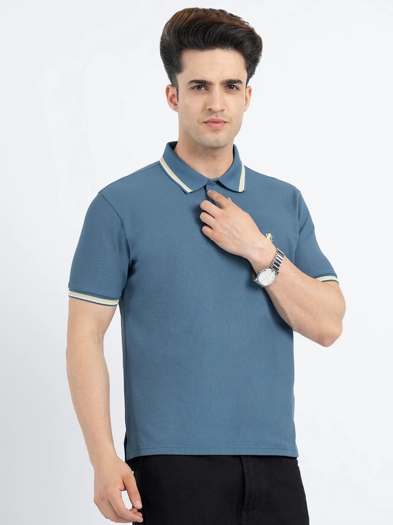 Polo T Shirts for Men in Teal | Half Sleeve T Shirt — photo 2