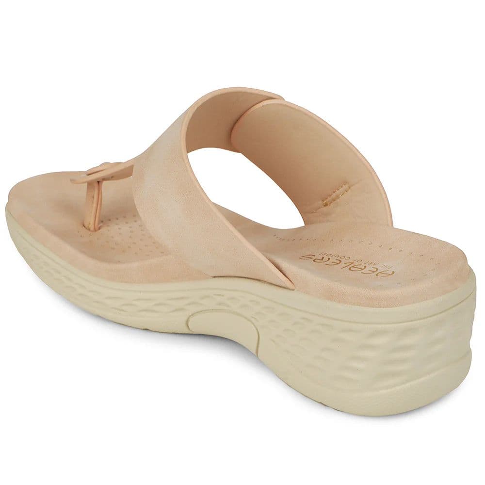 Healers Beige Wedge Heel Sandal For Women ZQ-FD-51 By Liberty — photo 4