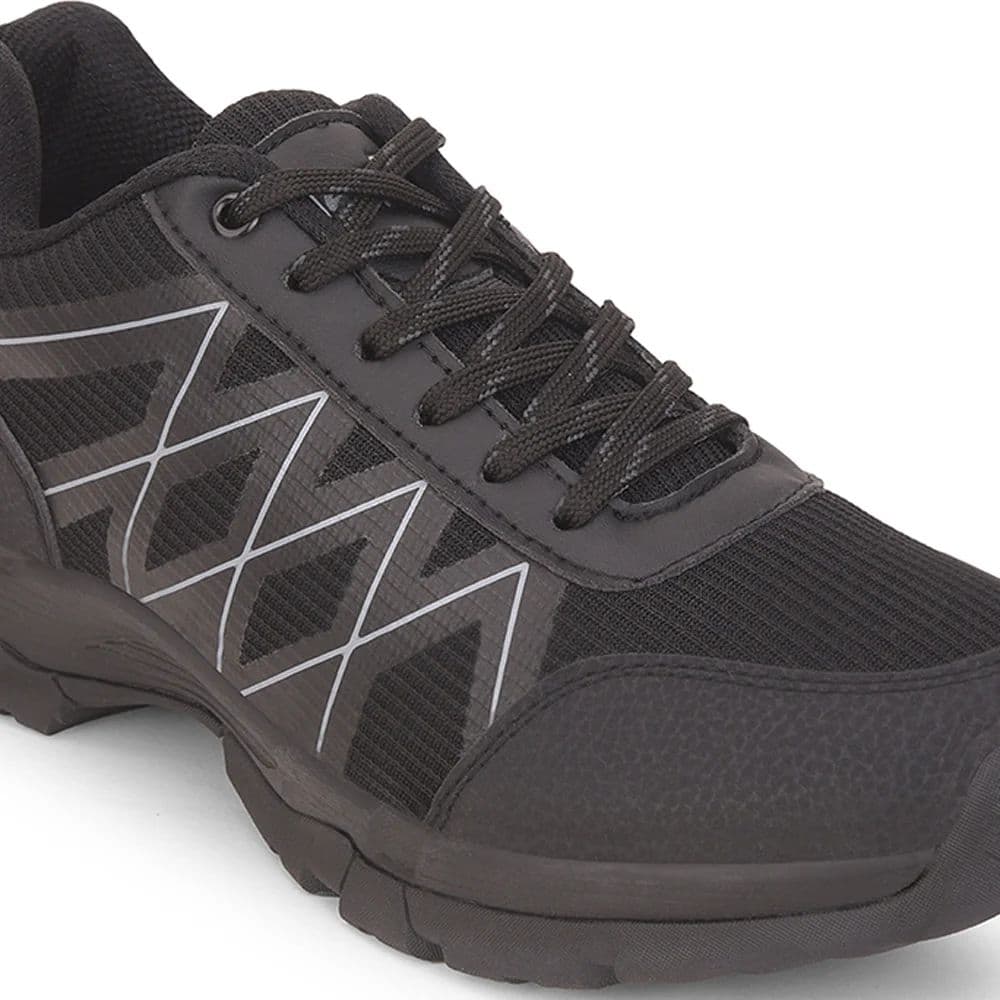 Leap7x Black Sports Lace-Up Trekking Shoes For Men MOUNTAIN2E By Liberty — photo 5