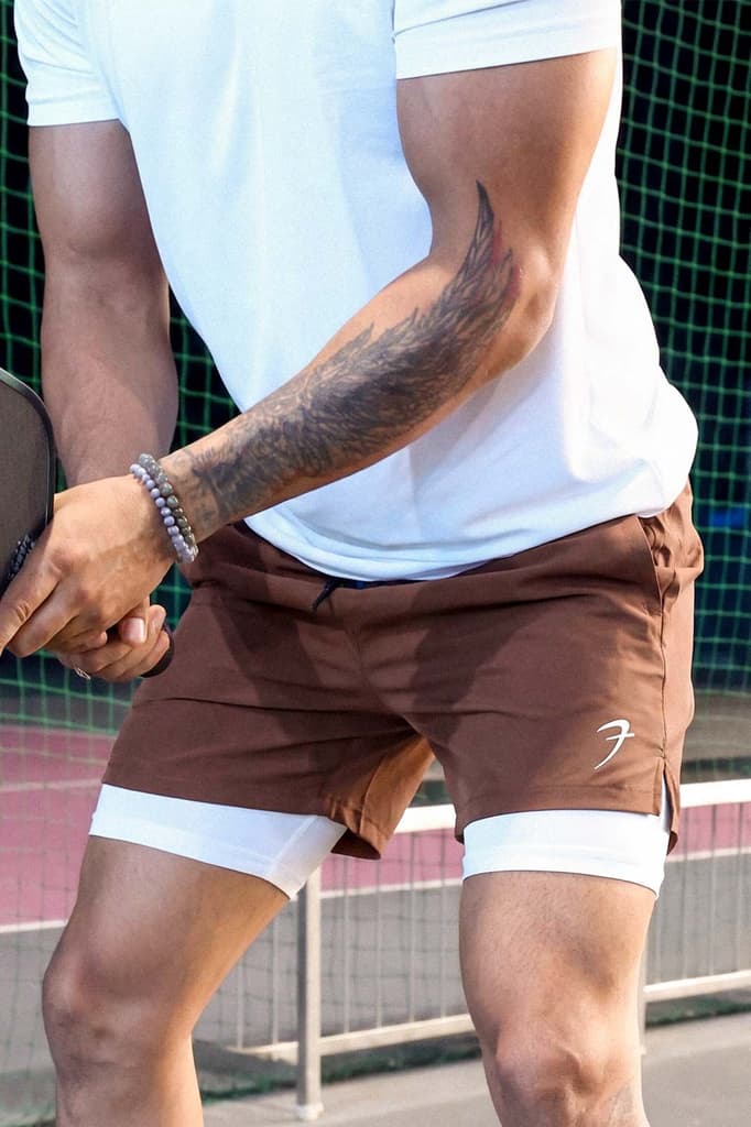 2 in 1 Compression Shorts Brown — photo 3
