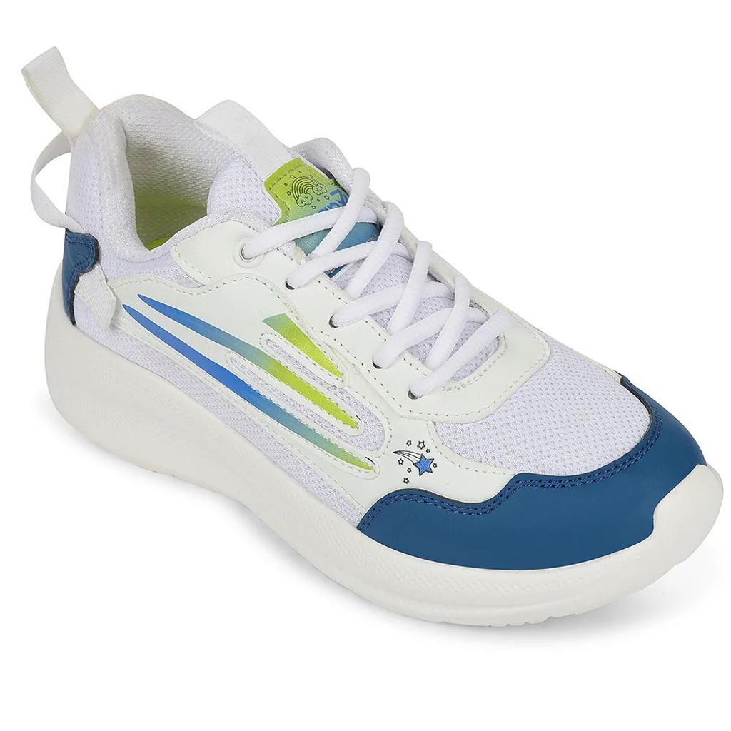 Leap7x White Sports Lacing Running Shoes For Kids RYAN-1L By Liberty