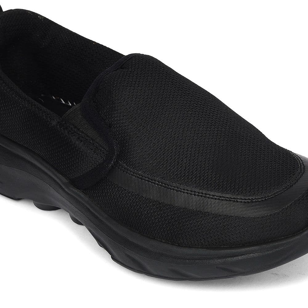 Leap7x Black Sports Non Lacing Walking Shoes For Men VENIS-1D By Liberty — photo 4