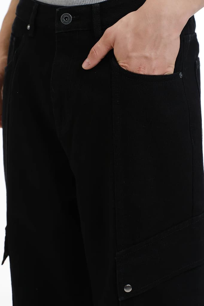 Black Cargo Denim Pants — photo 4